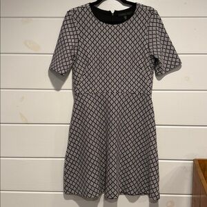 Black and White Patterned Midi Dress